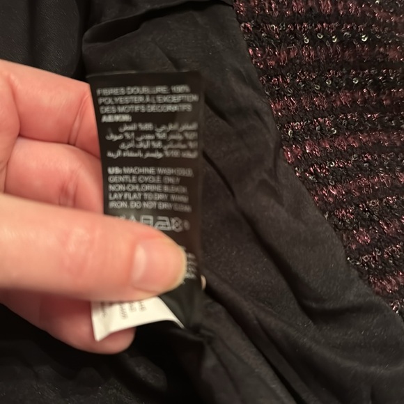 White House Black Market purple sparkle tweed blazer size 0 - Picture 6 of 9